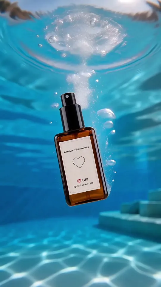 Romance Serendipity bottle moving from an underwater fantasy into a poolside encounter