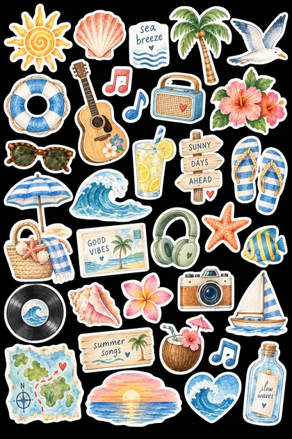 Beach Day Stickers